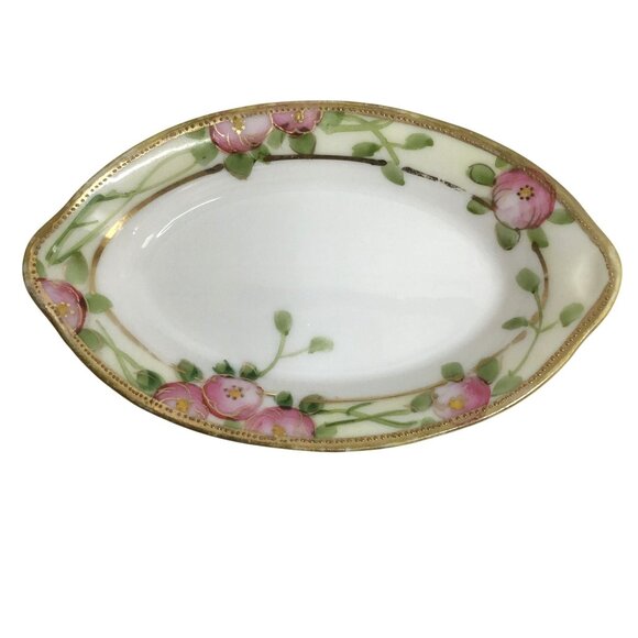 VTG (6) NORITAKE SALT CELLAR DIP Hand Painted Pink Flowers 22 K Gold Trim Nippon - Picture 6 of 10